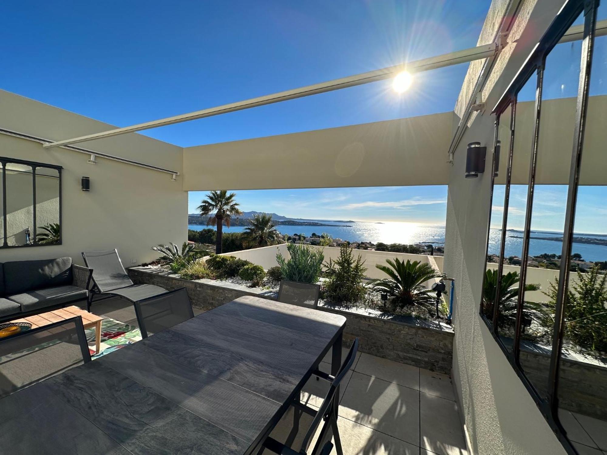 Superbe T2 44M2 - Grande Terrasse Vue Mer Panoramique Exceptionnelle Piscine - Parking باندول المظهر الخارجي الصورة